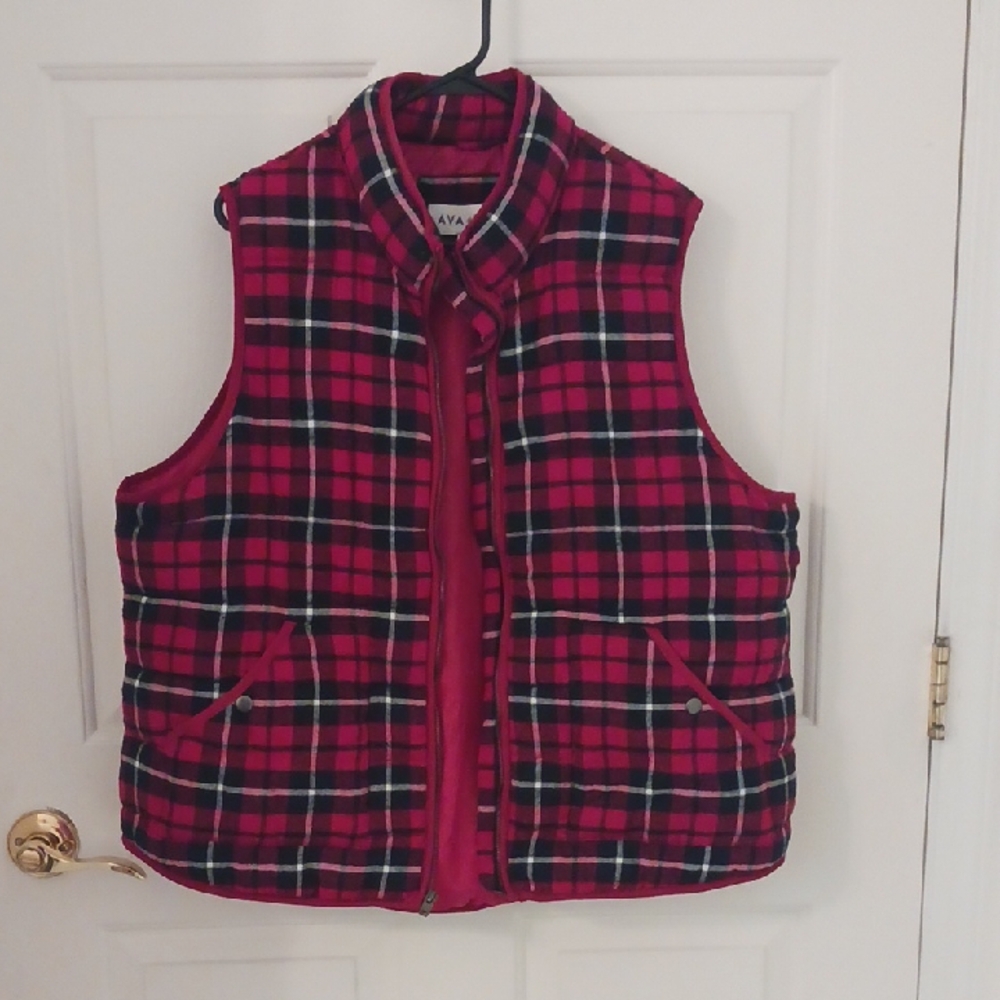 Ava & Viv Red Plaid Vest